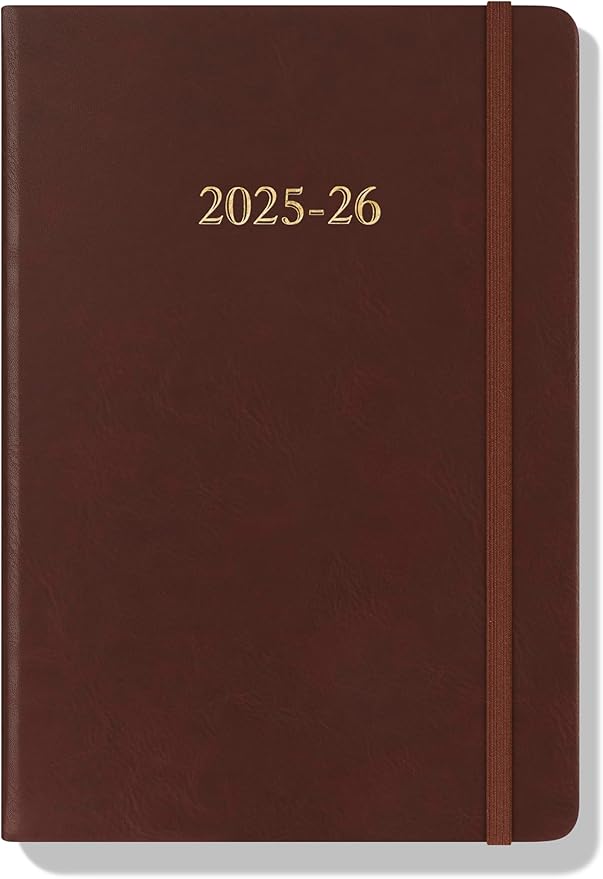Wykeham's Executive 2025-26 Daily Journal Planner – Mid-Year Academic Diary (Conker, 8.5"×5.5")