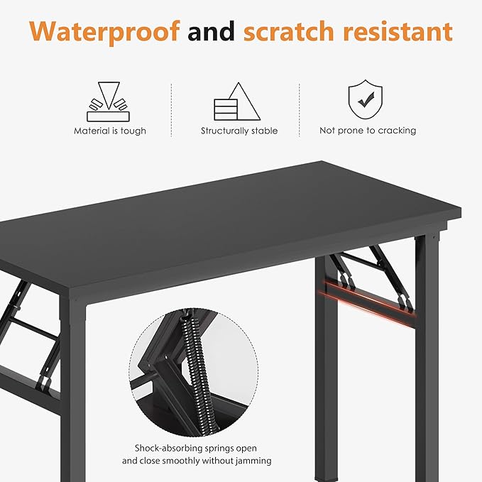 SDHYL 31.5inchesNo Assembly Foldable Computer Desk for Home Office Workstation, Study and Writing, Black