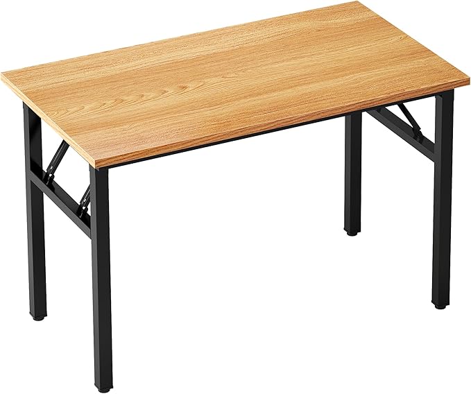 sogesfurniture Computer Desk Office Desk 39.4 inches Folding Table Laptop Desk Computer Table Workstation with BIFMA Certification No Assembly Required,Teak with Black Leg BHUS-AC5BB-100
