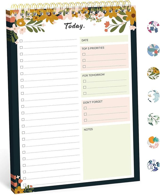 To Do List Pad - To Do List Notebook for Work with 52 Sheets, Undated Daily Planner Perfect for Daily Tasks and Goal Setting, To Do List Notepad Suitable for Office, Home and School - Rustic Floral