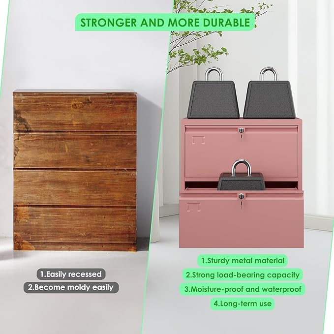 SUXXAN 2 Drawer File Cabinet, Lateral Filing Cabinet with 2 Locks for Home Office, Black File Cabinets with Business Card Holder for Letter/Legal/F4/A4 Hanging Files