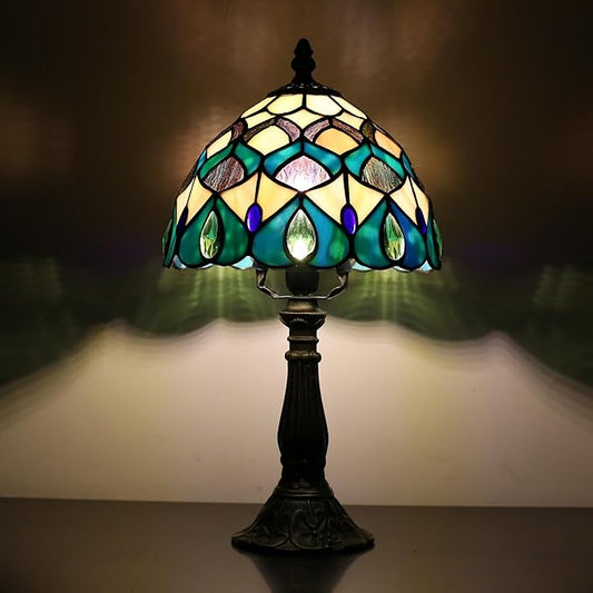 Tiffany lamp 8-inch Stained Glass lamp Suitable for use on Bedroom nightstands and can Also be Used as a Small Reading lamp in Living Rooms and Home Offices