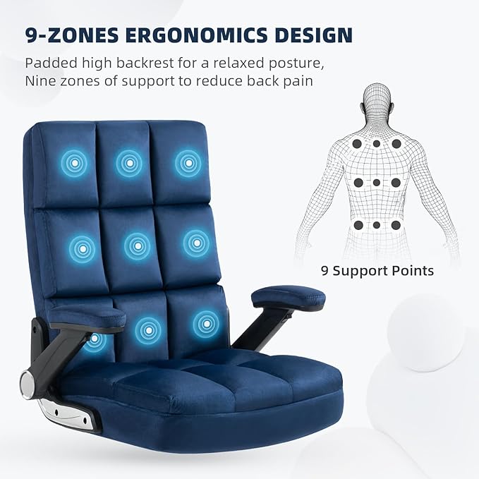 SEATZONE High Back Office Chair,Ergonomic Executive Desk Chair with Wheels,Comfy Velvet Computer Chair for Home Office,Navy Blue