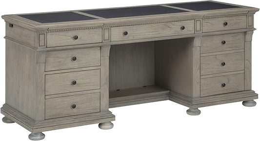 Hekman Wellington Estates Office Executive Credenza Desk - Wooden Office Credenza with Keyboard Drawer, Wire Management, Pull-Out Writing Surface - Home Office Storage Desk for Business & Workspaces