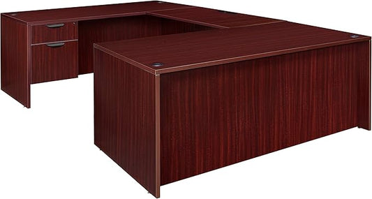 Regency U-Desk Legacy Double Pedestal, 47", Mahogany