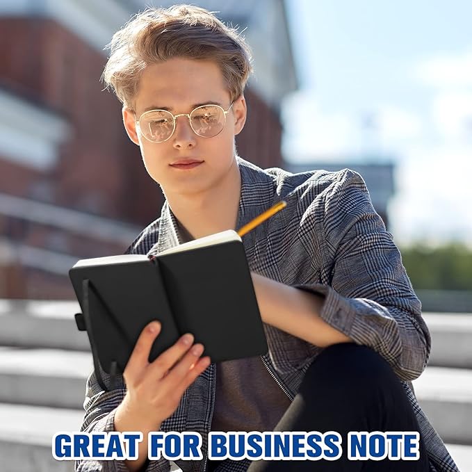 Laumoi 20 Pack Pocket Notebook Journals 3.7" x 5.7" Hardcover Small Mini Pocket Notebooks with Pen Holder A6 Lined Journal with 100 Gsm Paper(Black)