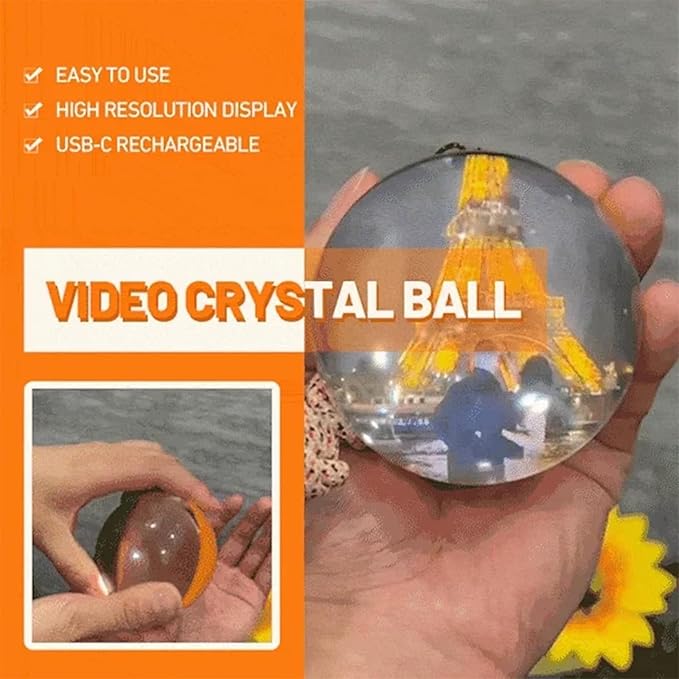 Memory Sphere Lamp, Memory Orb Lamp, Crystal Ball Video Player, 3D Video Photo Display Sphere, Uploadable Videos Photos, LED Night Light for Bedroom Living Room(Green)