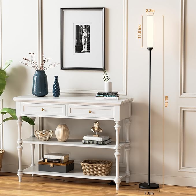 LED Floor Lamp with Remote Control, 65" Standing Lamp with Stepless Adjustable 3000K-6500K Colors & 5%-100% Brightness, Foot Switch(Black)