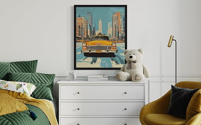 New York Taxi Pop Art Poster Print, Vintage Retro Wall Art Decor Paintings Classic Artwork for Bedroom Living Room Decorations. 43 (New York Taxi, 11 x 14 inches, Unframed)