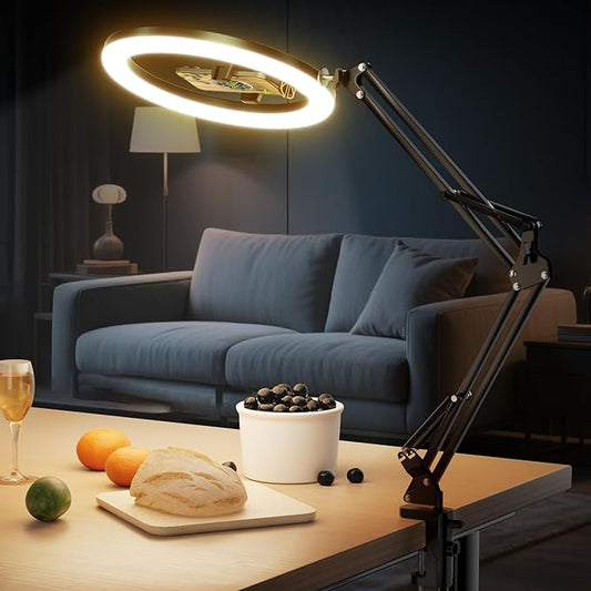 UBeesize 12’’ Ring Light with Overhead Phone Mount, LED Selfie Light with Stand and Phone Holder for iPhone and Laptop, Desk Light for Video Recording, Zoom Meeting, Live Streaming, Tiktok, YouTube