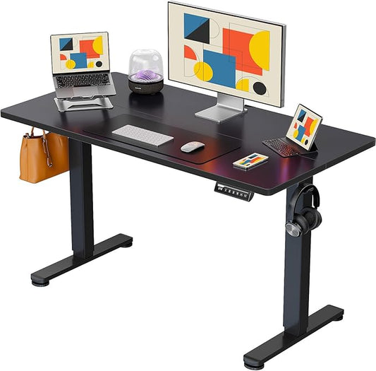 ErGear Electric Standing Desk, 44 x 24 Inches Height Adjustable Stand up Desk, Sit Stand Home Office Desk, with Two-Piece Desktop (Black)