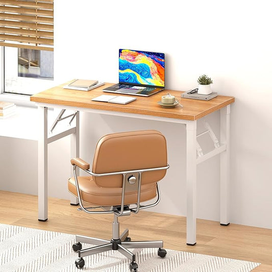 Folding Desk, 31.5 inch No Assembly Folding Desks for Small Spaces, Sturdy Foldable Computer Desk, Multi-Purpose Home Office Desks, Study Writing Desk Office Table Workstation for Home Office Outdoor