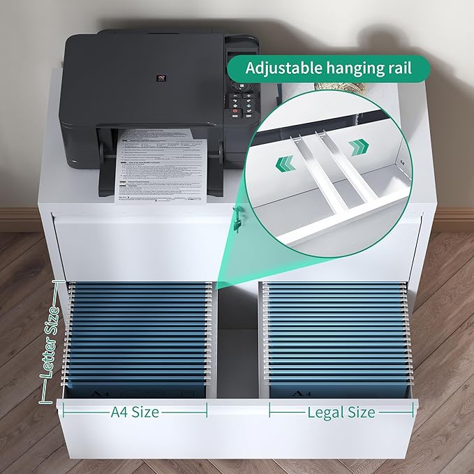 5 Drawer Lateral File Cabinets with Lock Office Filing Cabinet Steel Storage Cabinet Wide Horizontal Filing Metal Cabinets for Files Legal/Letter/A4 Size Assembly Required Assembly Required