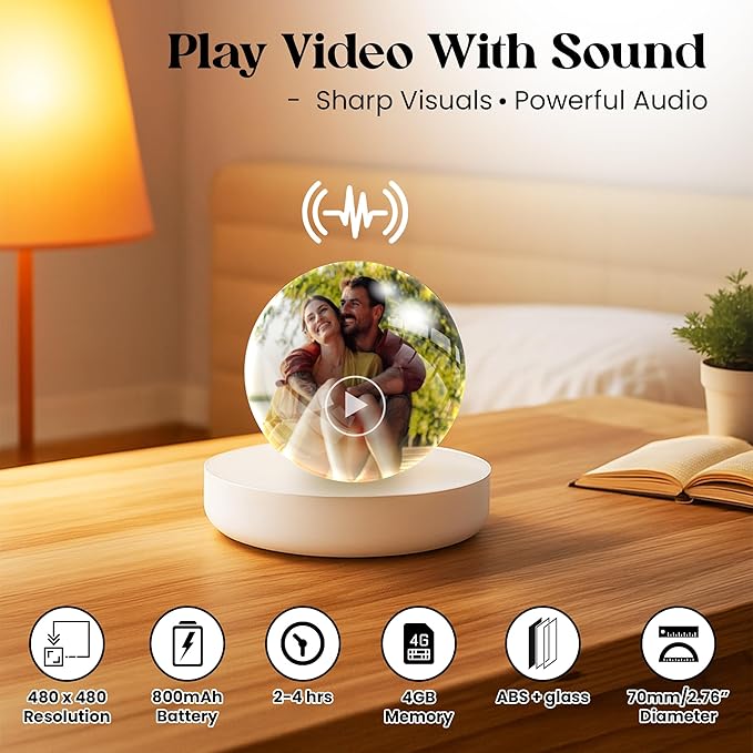 Memory Orb Custom Video Sphere, Memory Orb Ball Ornament, Crystal Ball Video Player for Family or Friends, Personalized 3D Ultrasound Crystal for Birthday Anniversary Christmas or Any Occasion
