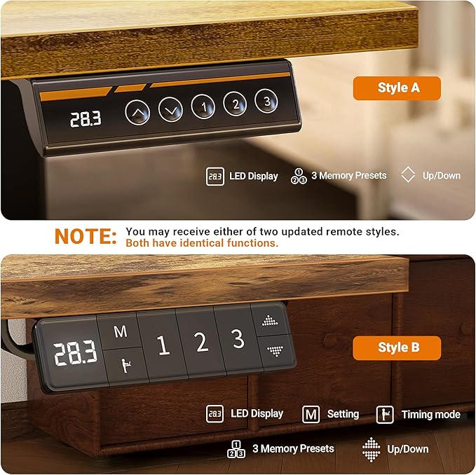 Claiks Electric Standing Desk, Adjustable Height Stand up Desk, 63x24 Inches Sit Stand Home Office Desk with Splice Board, Black Frame/Rustic Brown Top