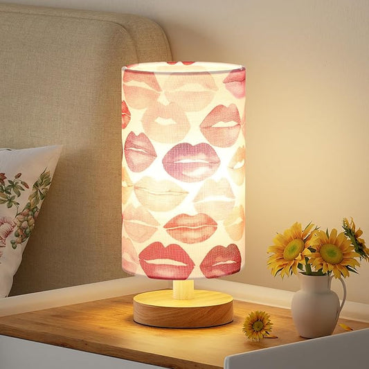 Lips Table Lamp for Bedroom - Inline Control, Small Bedside Lamp with 3000K A15 LED Blub, Easy Assembly (Lips White Shade, 9" Inline Control)