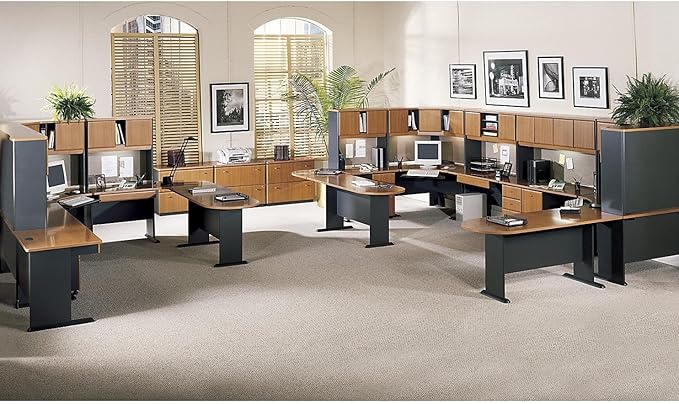 Bush Business Furniture Series A 48W Computer Desk in Natural Cherry and Slate, Small Office Table for Home or Professional Workspace