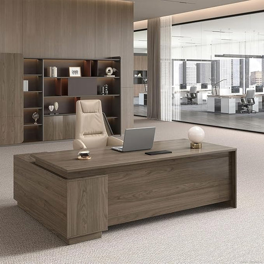 L Shape Executive Office Desk with Reversible Cabinets, Lockable Drawers, Cable Box & Privacy Panel – Modern Wood Grain Desk for Home Office or Business Use(Black Walnut,63" L*32" W*30" H)