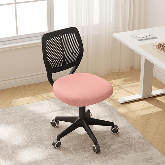Armless Home Office Desk Chair, Colorful Mesh Task Chair with Soft Padded Cushion, Adjustable Height Swivel Study Computer Chair for for Girls Boys Teens