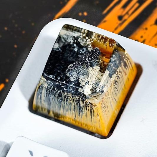 Whale Shark Keycap Orange Dark Ocean Artisan Keycap R1 SA Profile Custom Sea Creatures Keycaps 1U ESC Handmade Gaming Resin Key Cap Cherry MX Switch Compatible Mechanical Keyboard Ocean Lover Gift