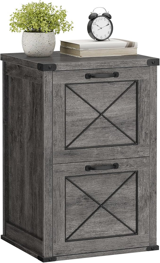 VASAGLE File Cabinet, Filing Cabinet with 2 File Drawers, Printer Stand, Fit A4, Letter Size, Hanging File Folders, Modern Farmhouse Style, for Home Office, Misty Gray UOFC048G01