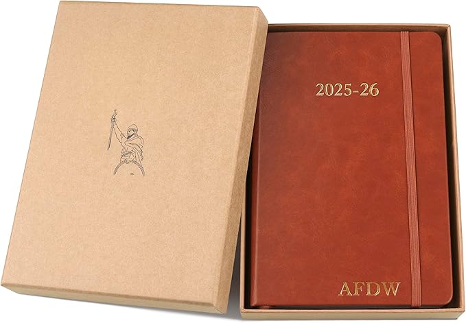 Wykeham's Executive 2025-26 Daily Journal Planner – Mid-Year Academic Diary (Personalized Brown, 8.5"×5.5")