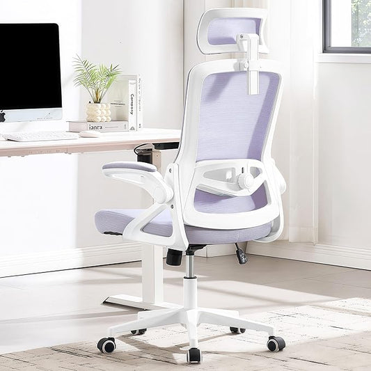 Fizzin Ergonomic Office Chair, 400 LBS Desk Chair with Adjustable Lumbar Support, High Back Breathable Mesh Computer Chair Rolling Work Swivel Task Chairs, Comfy Home Office Desk Chair (Lavender)