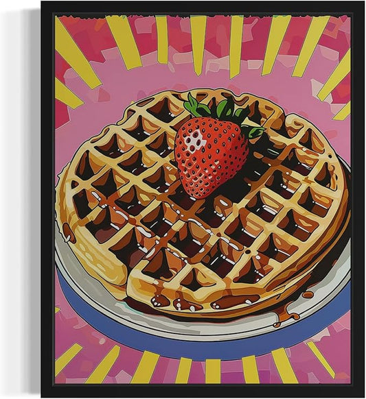 Waffle Pop Art Poster Print, Vintage Retro Wall Art Decor Paintings Classic Artwork for Bedroom Living Room Decorations. 43 (Waffle, 24 x 36 inches, Unframed)