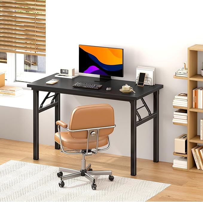 sogesfurniture Computer Desk Office Desk 39.4 inches Folding Table Laptop Desk Computer Table Workstation with BIFMA Certification No Assembly Required,Black BHUS-AC5CB-100