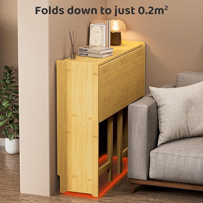 32.7" Bamboo Folding Desk, Space-Saving Foldable Computer Desk for Small Spaces, Portable Home Office Writing Desk for Bedroom, Study, or Apartment, Easy Assembly,Natural