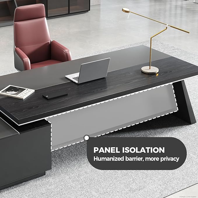 L Shape Executive Desk with Drawers – Modern Large Office Desk for Home Office, Spacious Computer Workstation with Storage Cabinets, Black Finish (Black/Right, 87" L * 63" W * 30" H)