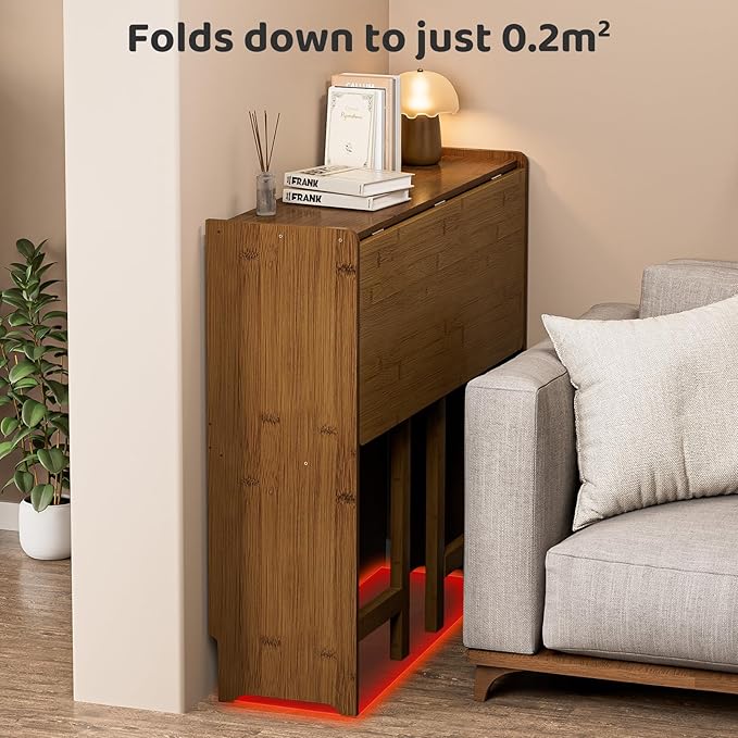 32.7" Bamboo Folding Desk, Space-Saving Foldable Computer Desk for Small Spaces, Portable Home Office Writing Desk for Bedroom, Study, or Apartment, Easy Assembly,Brown