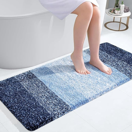 OLANLY Bathroom Runner Rugs 47x20, Extra Soft Absorbent Microfiber Bath Rugs, Rubber Backing, Quick Dry, Machine Washable Bath Mats for Bathroom Floor, Tub and Shower, Home Decor Accessories, Navy