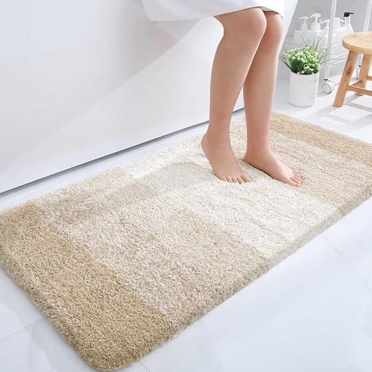 OLANLY Bathroom Runner Rugs 47x24, Extra Soft Absorbent Microfiber Bath Rugs, Rubber Backing, Quick Dry, Washable Bath Mats for Bathroom Floor, Tub and Shower, Home Decor Accessories, Light Beige