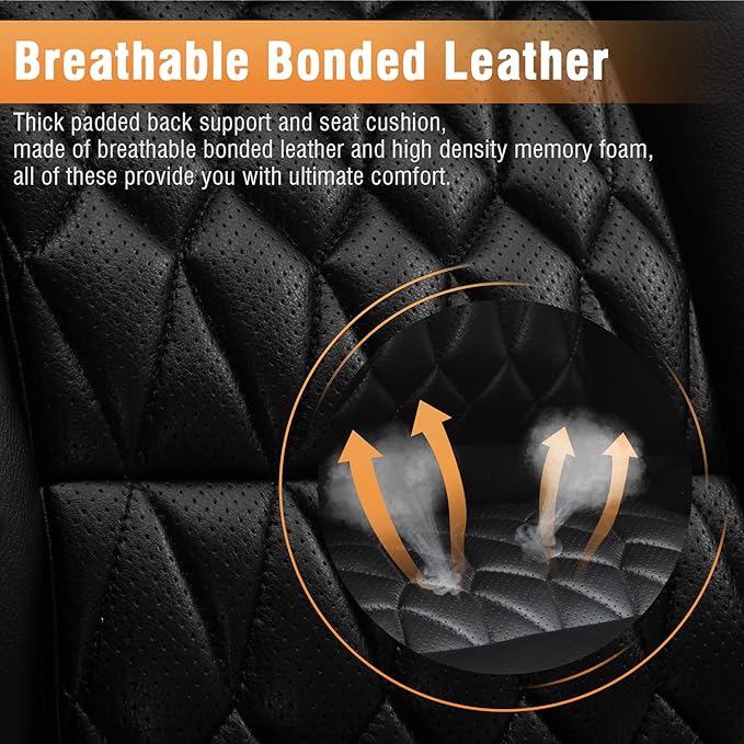 Large High Back Office Chair - Adjustable Lumbar Support, Flip Up Arms, Heavy Duty Metal Base, Breathable Bonded Leather, 2 Storage Bags, Black
