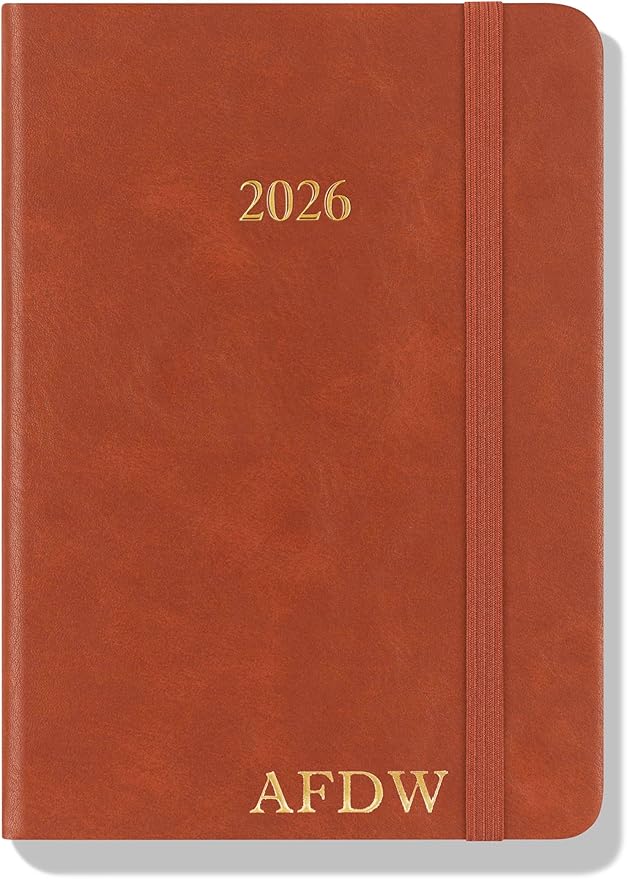 Wykeham's Executive 2026 Daily Journal Planner – US Public Holidays & Format – Customization Available (Personalized Brown, 6”×4.5”)