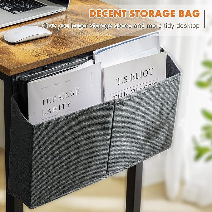 Sweetcrispy Computer Office Desk 48 Inch Kids Student Study Writing Work with Storage Bag & Headphone Hooks Modern Simple Home Bedroom PC Table