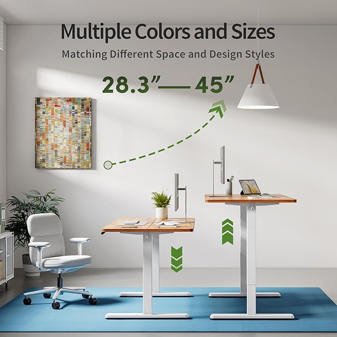 Cubiker Electric Standing Desk, 40 x 24 Inches Height Adjustable Sit Stand Desk, Ergonomic Home Office Computer Workstation, Light Rustic Brown