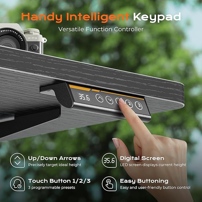 Huuger 55 x 28 Large Electric Standing Desk with 4 AC Outlets, Type-C Port, Height Adjustable Computer Desk, 27.6" Deep Desktop, Stand up Gaming Office Desk, 3 Preset Heights, for Home Office, Black