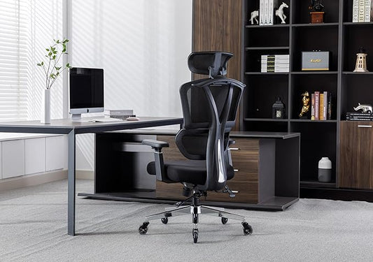 Ergonomic Office Chair, Black high-Back Office Chair, Lumbar Support Office Chair Suitable for Home Reading, Business Meetings and Home Office.