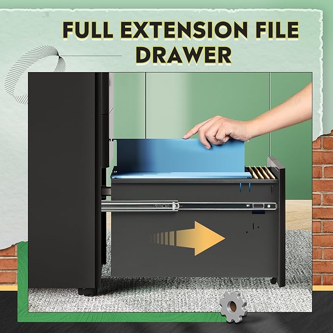 DEVAISE 3-Drawer Slim File Cabinet, Vertical Filing Cabinet, Fully Assembled Except Casters, Black