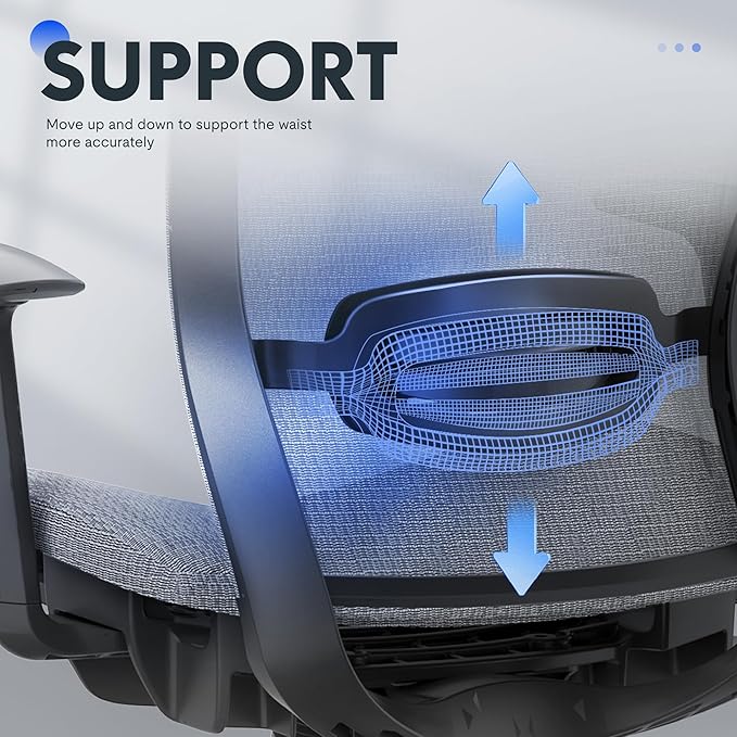 FLEXISPOT OC3 Air Ergonomic Office Chair Mesh Back Swivel Computer Chair Executive Office Desk Chairs with Adjustable Lumbar Support/2D Headrest/Lockable Backrest, Mesh Seat Cushion, Gray