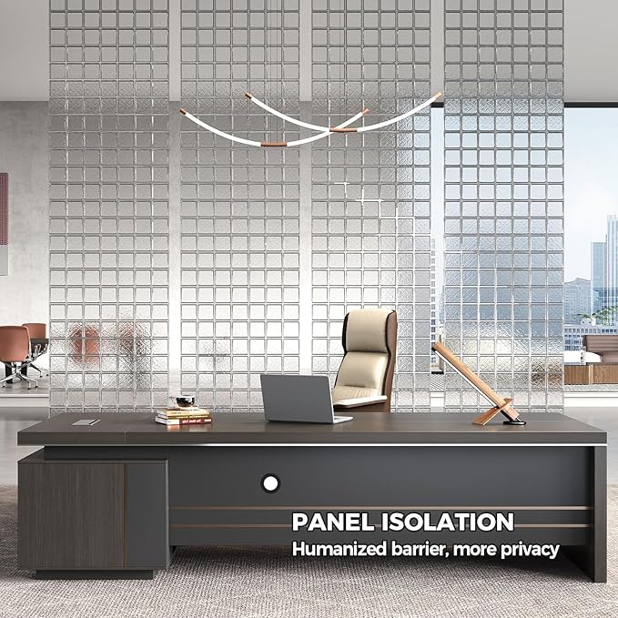 Reversible L Shaped Executive Desk with Drawers, Storage Cabinets, Power Box & Storage Shelves – Modern Office Desk with Privacy Panel (Obsidian Grey+Mocha Walnut, 79" L * 65" W * 30" H)