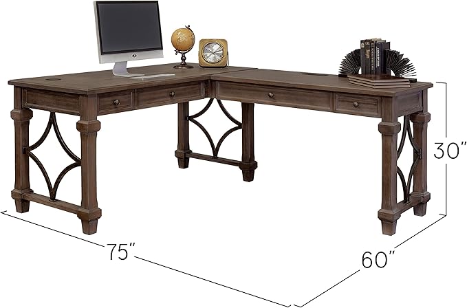 Martin Furniture Desk And Return, Weathered Dove