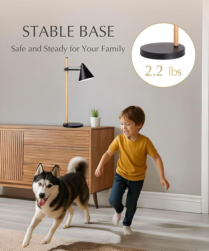 HarvestLand Noah Black Desk Lamp – Adjustable Table Lamp, Industrial Table Lamp with Solid Base for Living Room, Bedside Table, Home Office and Bedside Reading, Black Desk Lamp, Architect lamp