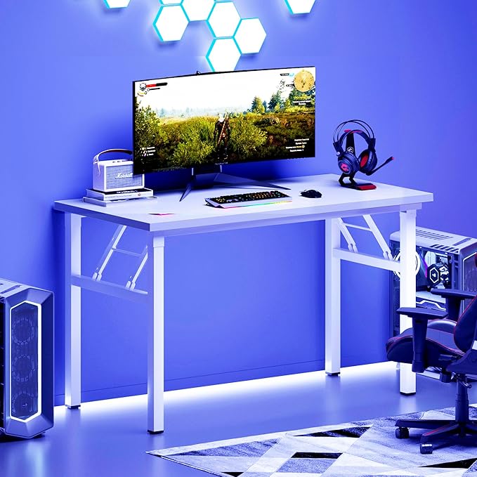 sogesfurniture Computer Desk Office Desk 39.4 inches Folding Table Laptop Desk Computer Table Workstation No Assembly Required,White BHUS-AC5DW-100-N