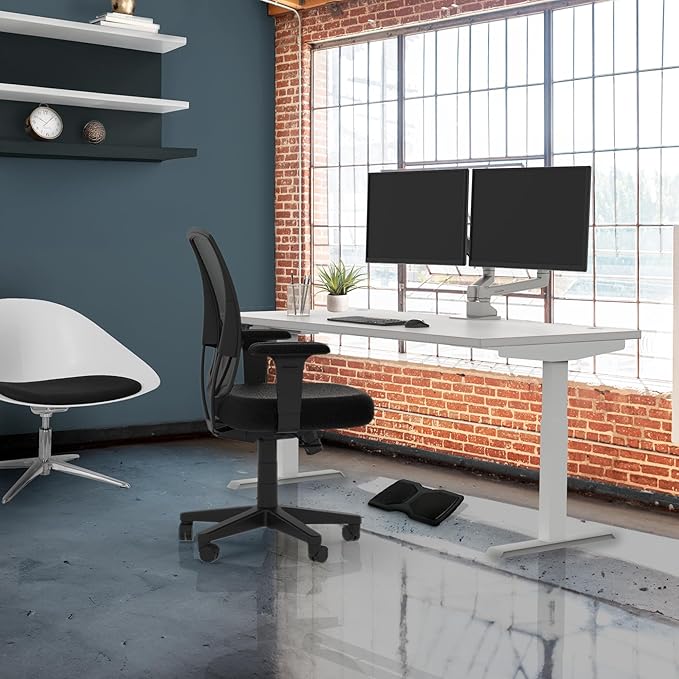 Lift It, 66"x30" Electric Height Adjustable Desk for Office or Home, Dual Motor and 4 Memory/USB Charging LED Control, Brite White Top and White Frame