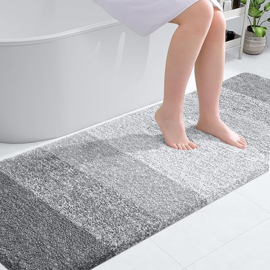 OLANLY Bathroom Runner Rugs 70x24, Extra Soft Absorbent Microfiber Bath Rugs, Rubber Backing, Quick Dry, Washable Bath Mats for Bathroom Floor, Tub and Shower, Home Decor Accessories, Light Grey