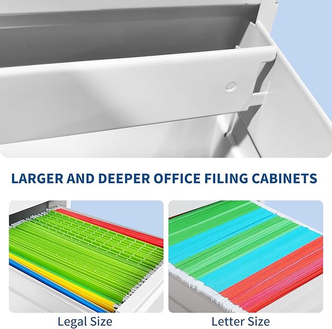 4-Drawer Locking Vertical File Cabinet, Metal Storage Cabinet for Office/Home – Secure Vertical Filing for Letter/Legal/A4/F4 Documents, Easy to Assemble Steel Cabinet (White, 4 Drawer-52 H)