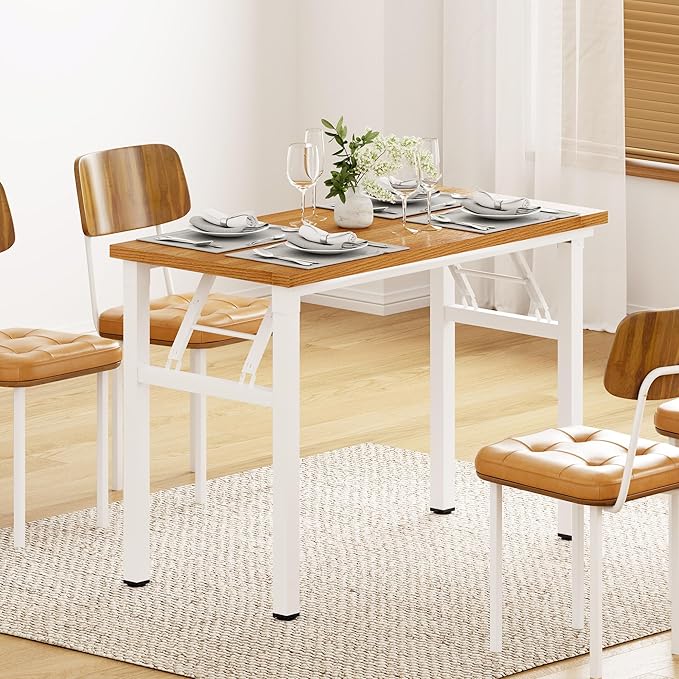 Folding Desk, 31.5 inch No Assembly Folding Desks for Small Spaces, Sturdy Foldable Computer Desk, Multi-Purpose Home Office Desks, Study Writing Desk Office Table Workstation for Home Office Outdoor